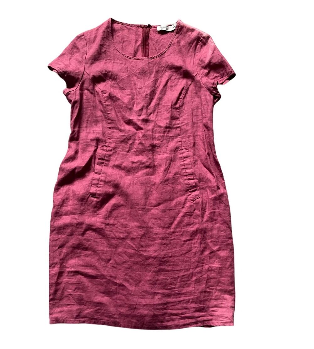 Linen Womens Scoop Neck Shift Dress Small Lagenlook Vacation Resort Beach soft